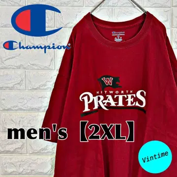 V794 [Champion] 자수 로고 티셔츠 [남성용 2XL] 레드