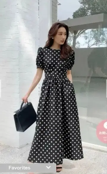 새상품급 블랙 도트 무늬 롱 원피스 BIRTHDAY BASH