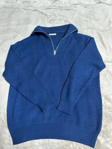 ZARA 하프 지퍼 스웨터 파랑 자라 스웨터 구제 의류