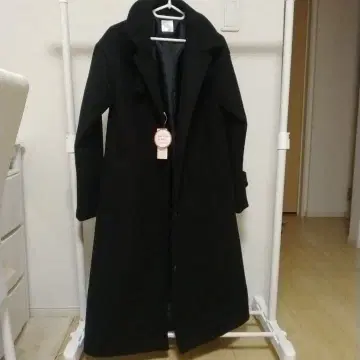 택 포함 새상품 체스터 코트 롱 기장 블랙 M