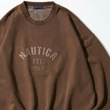 노티카 NAUTICA 피그먼트 다이 아치 로고 크루넥 맨투맨
