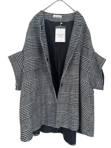 [ Han ruiyb ] 새상품 미사용 체크 무늬 판초 케이프 코트 빅