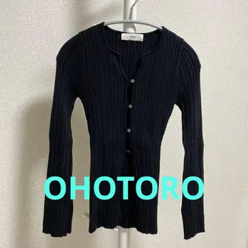 OHOTORO 버튼 디자인 가디건 블랙