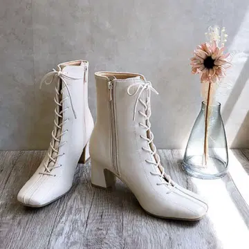 Noubel Voug Relax 사이드 지퍼 레이스업 미디 부츠