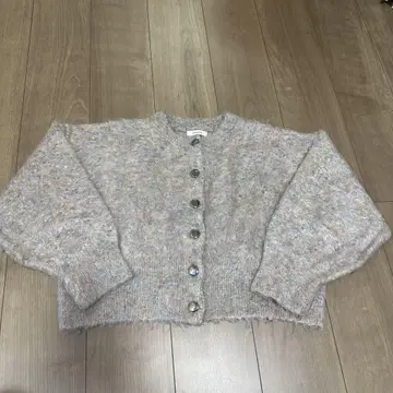 JEANASIS 지나시스 브러쉬 라메 숏 크루 가디건 핑크 계열