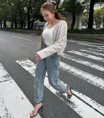 bellfia 메탈릭 스팽글 가디건