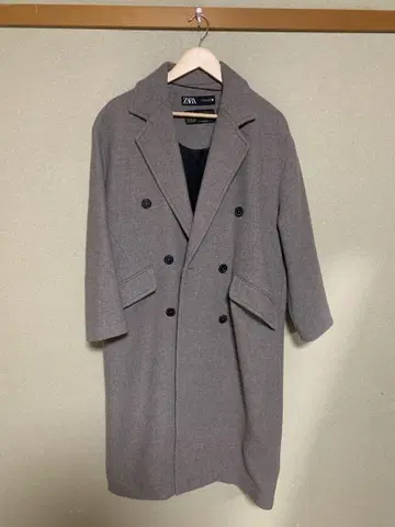 ZARA 그레이 더블 브레스트 롱 코트
