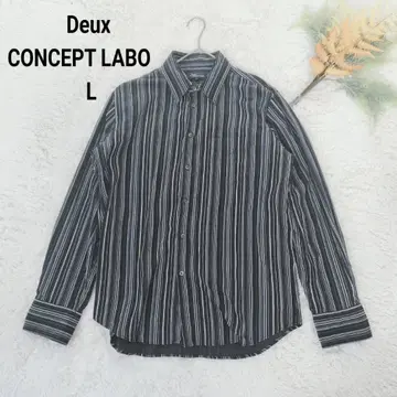 두 컨셉트라보 남성용 플란넬 셔츠(L) 코튼 스트라이프 블랙 세탁 가능