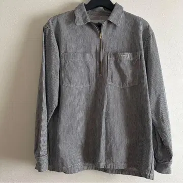 XLARGE 엑스라지 스트라이프 패턴 하프 집업 워크 셔츠