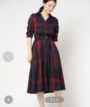 레트로 체크 셔츠 원피스