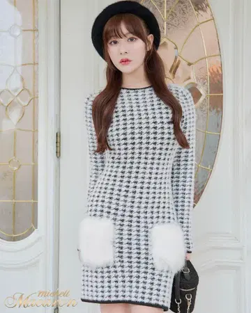 michellMacaron 미셸 마카롱 원피스 미니 하운드투스 체크 패턴