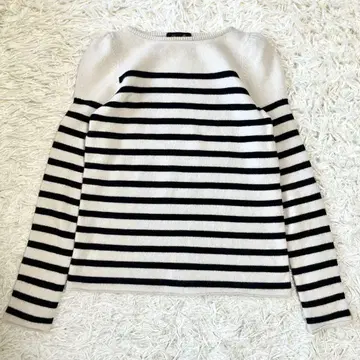 Drawer 드로어 보더 퍼프 슬리브 니트 스웨터 캐시미어 모