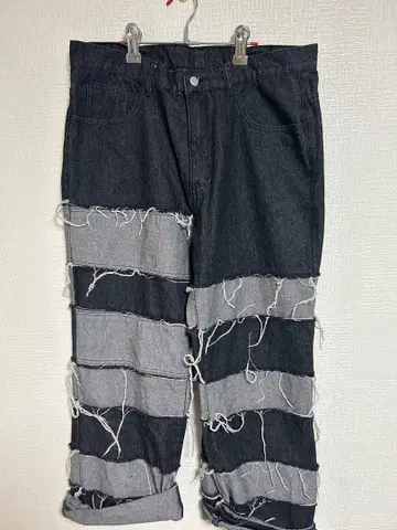 리메이크 데님 팬츠 블랙과 그레이