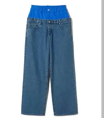 easy layered denim trousers / blue