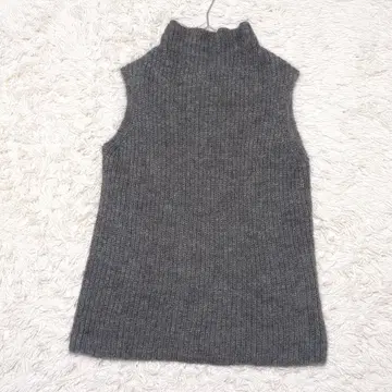 SACRA 모헤어 울 하이넥 니트 베스트 리브 그레이