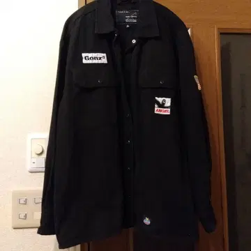 미사용 Mark Gonzales 블랙 긴팔 워크 셔츠 M 마크곤잘레스