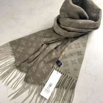 택 포함 새상품 러셋 대형 스톨 비슈산 모노그램 베이지 머플러