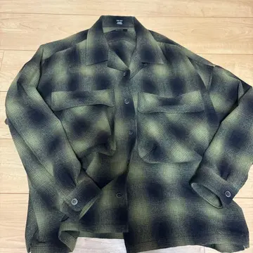 DELUXE 블랙 올리브 체크 플란넬 셔츠 S15.5-XL17