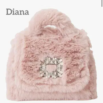 [컨디션 최상] Diana 비쥬 부착 퍼 핑크 백