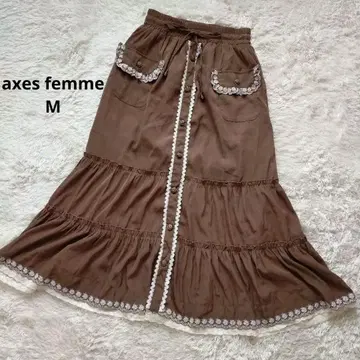 엑시즈팜 axesfemme 밀리터리 레이스 프릴 롱 스커트