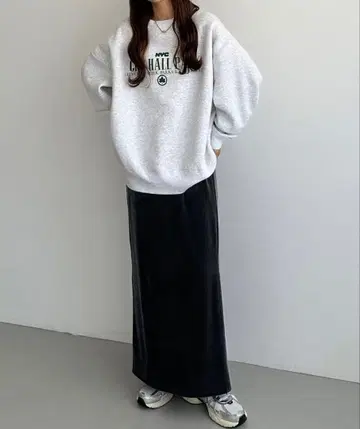 callautia 벨로아 롱 I 라인 스커트 다크 그레이