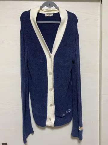 폴앤조 누빔 니트 무지 가디건 네이비