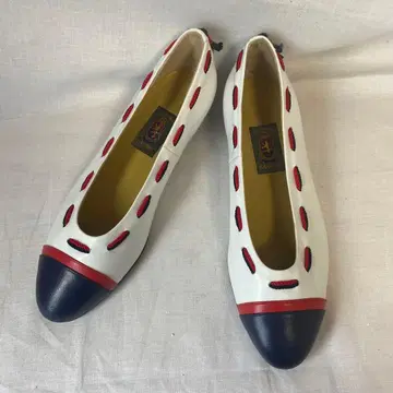 RASPINI 가죽 신발 23cm 화이트 x 빨간색 x 네이비 마린 플랫