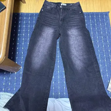 MENES 다크 그레이 와이드 레그 데님