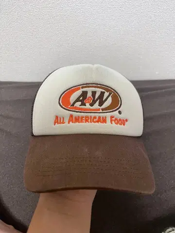 A&W 로고 자수 캡 베이지 브라운
