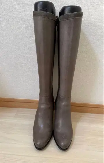 여성용 천연 가죽 롱 부츠 힐 8cm