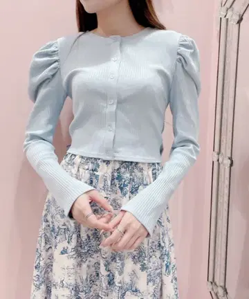 [새상품급] 릴릴리 2way 리본 리브 가디건 스카이블루 lilLilly
