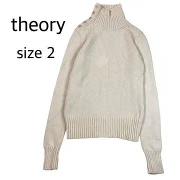 [ size 2 ] theory 띠어리 하이넥 니트 울 넥 버튼