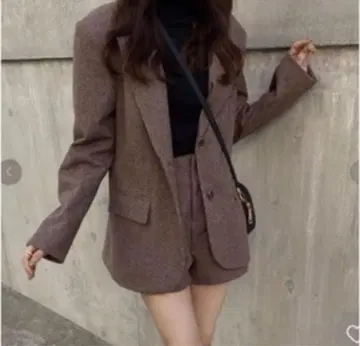 RiLi 도쿄 울라이크 체크 자켓과 팬츠