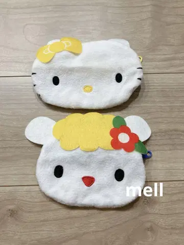 키티 사이좋아! 복슬복슬 페이스 파우치