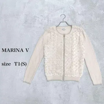 MARINA V 퍼 후드 집업 가디건 베이지 일본 사이즈 S