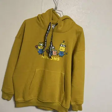 미니언즈 후드티 트레이닝복 머스타드 따뜻한 속기모 사이즈 M