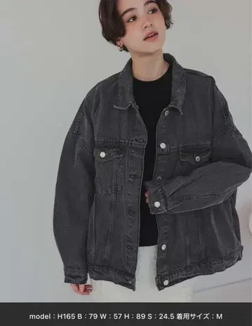 [ 새상품급 ] titivate 빅 실루엣 데님 자켓 M 사이즈 블랙