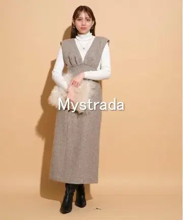 [택 포함 새상품] Mystrada 하이웨스트 점프 스커트 모카