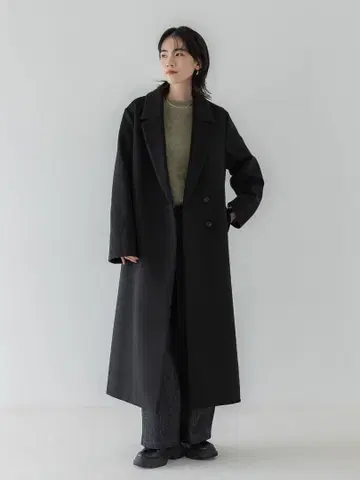 crewre 조절 가능한 울 롱 코트 size3 ink black
