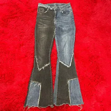 패치워크 부츠컷 플레어 데님 팬츠