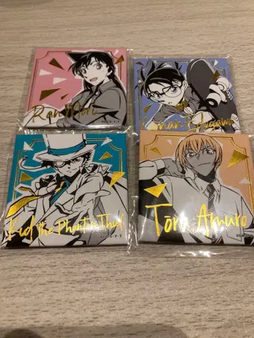 명탐정 코난 금박 스퀘어 캔뱃지 코난 란 괴도 키드 아무로 토오루