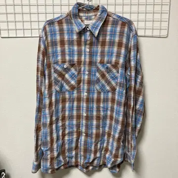 SUGAR CANE 긴팔 플란넬 셔츠 체크 셔츠 파랑/브라운