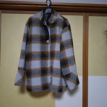 아카네 체크 슬라이버 코트