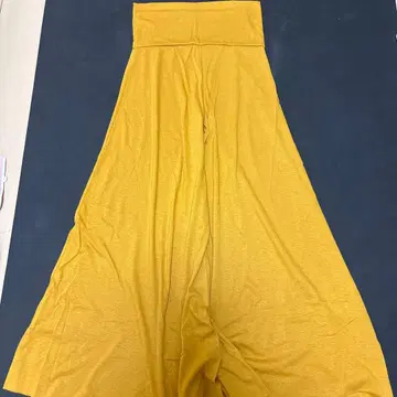 머스타드색 와이드 팬츠 리브 허리