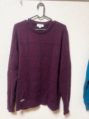 LACOSTE AH9187 니트 스웨터 메리노울 적자색 4