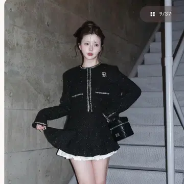 다리치 스팽글 트위드 미니 스커트