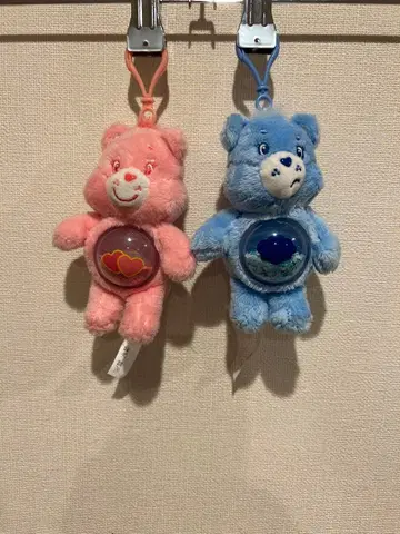 케어베어 봉제 인형 키링 핑크와 파랑
