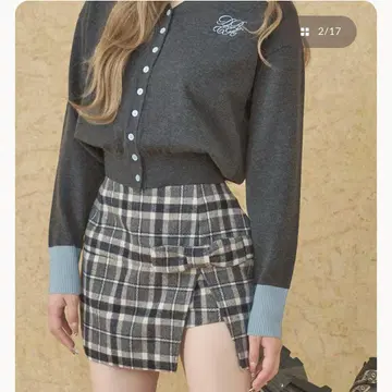Darich 슬릿 체크 리본 미니 스커트