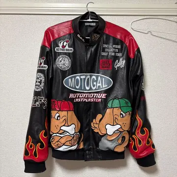 GALFY CRUTCH BRAND 바시티 자켓 대형 블랙/레드