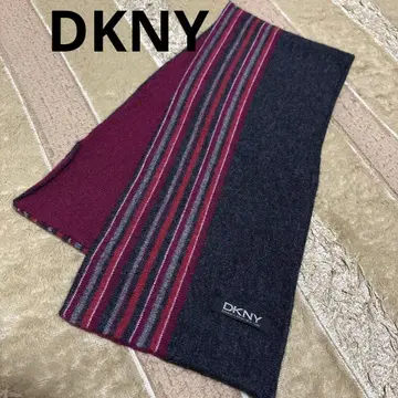 DKNY 울 캐시미어 스트라이프 숏 머플러